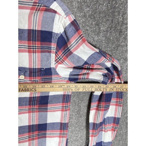 American Eagle Plaid Flannel Shirt Men Size Small Blue Red Long Sleeve Button Up - Picture 10 of 11